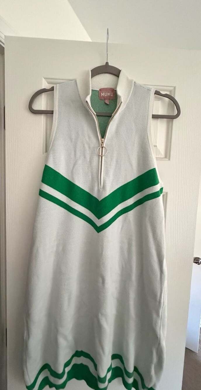 Show Me Your Mumu Zoe Zip Dress in Green Stripe Knit